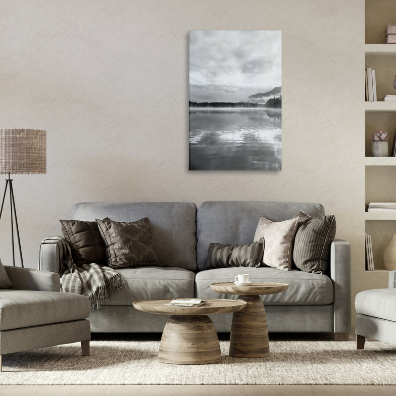 Art mural sur toile gris brumeux, design par Janet Tava, H 36 po x l 24 po