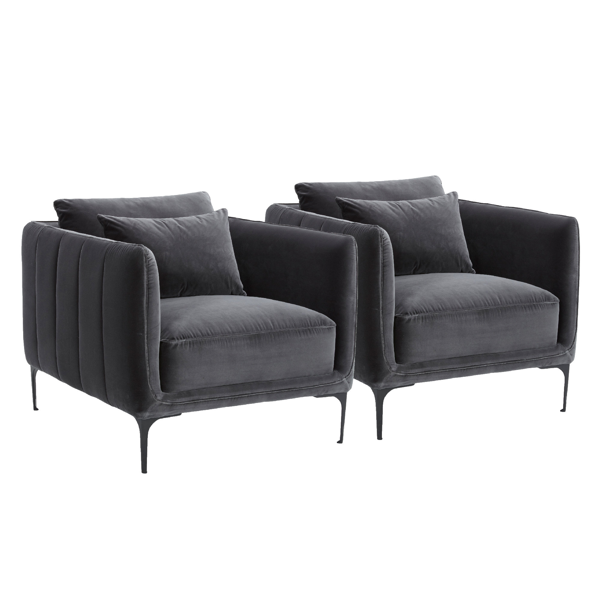 Rae Upholstered Armchair (Set of 2), Gray Velvet
