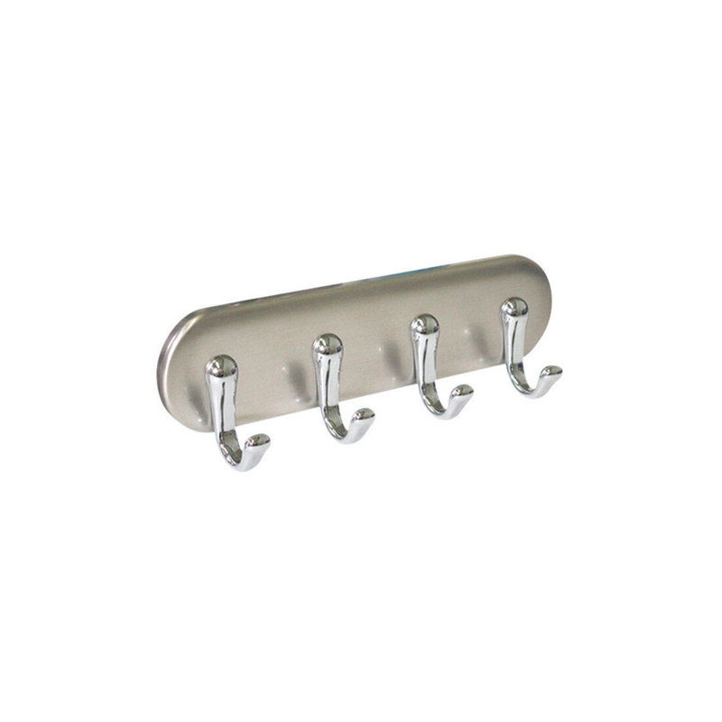 iDesign 54470 Key Rack 7" L Brushed Silver Stainless Steel Small 4-Hook Brushed
