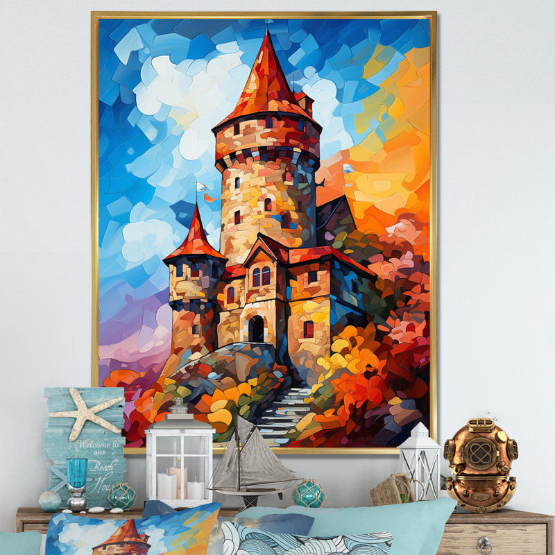 «Beautiful Sunset Over Old», impression sur toile, Cadre flottant doré, H 32 po x l 16 po x P 1 po