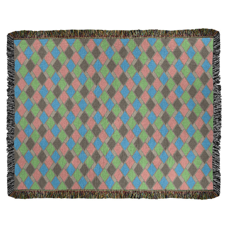 Couverture en coton Katelyn Elizabeth, l 37 po x L 52 po, Vert / bleu