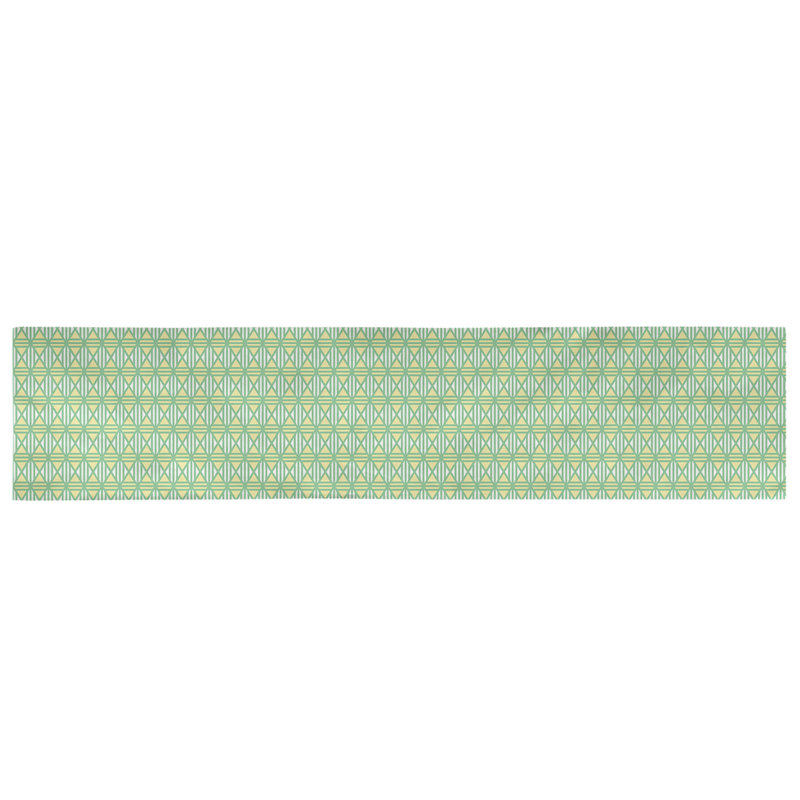 Chemin de table losanges doublés Avicia, 73,5 po x 17,5 po, Vert / Jaune, Coton