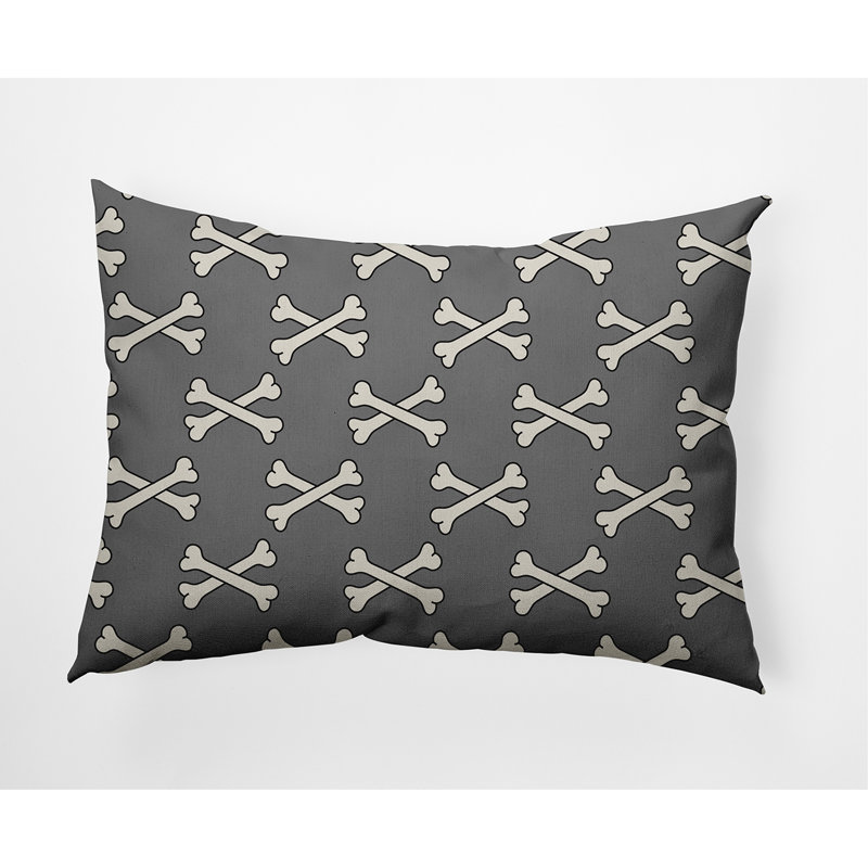 Coussin intérieur / extérieur Cross Bones, Gris acier, 14 po x 20 po