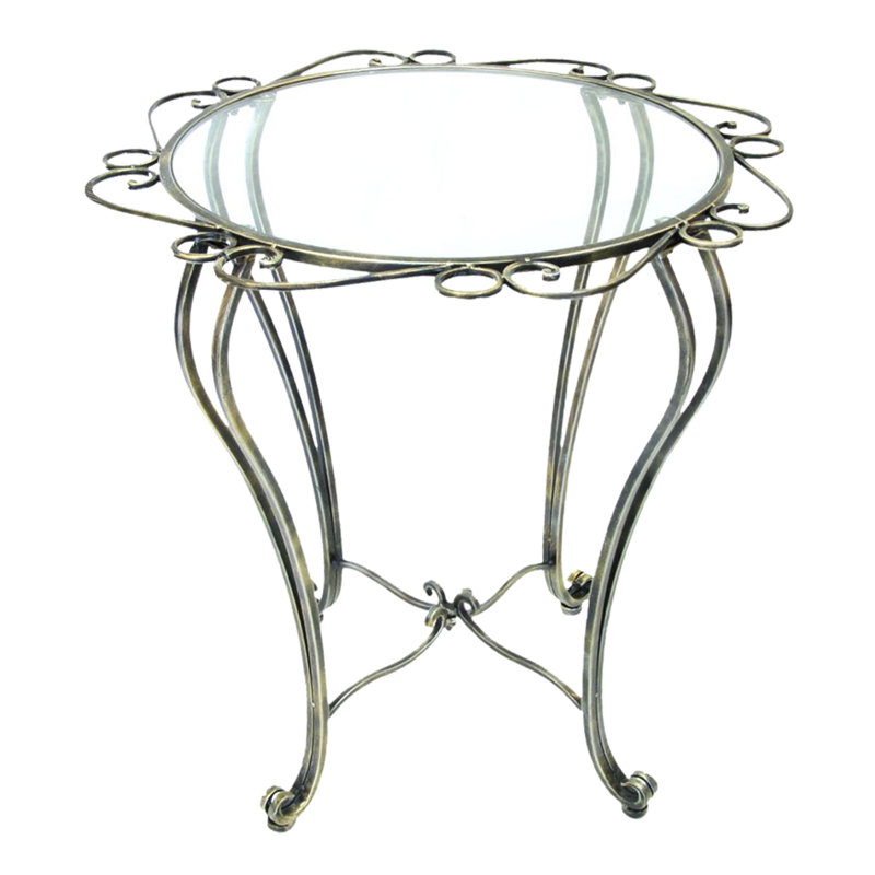 Glass Top Cross Legs End Table