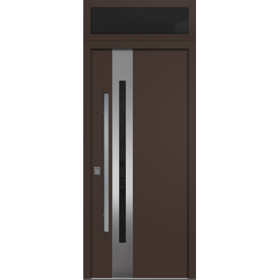 Porte d'entrée extérieure moderne en acier 36 po x 80 po - Inox s2 avec traverse