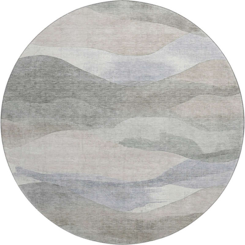 Premium Machine Washable Pinkston Waves Rug, Round 8'