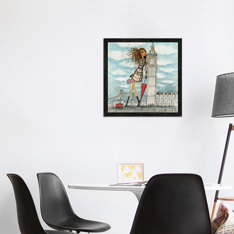 London 1 Piece Painting on Canvas, 66.04 cm H x 66.04 cm W, Black Floater Framed