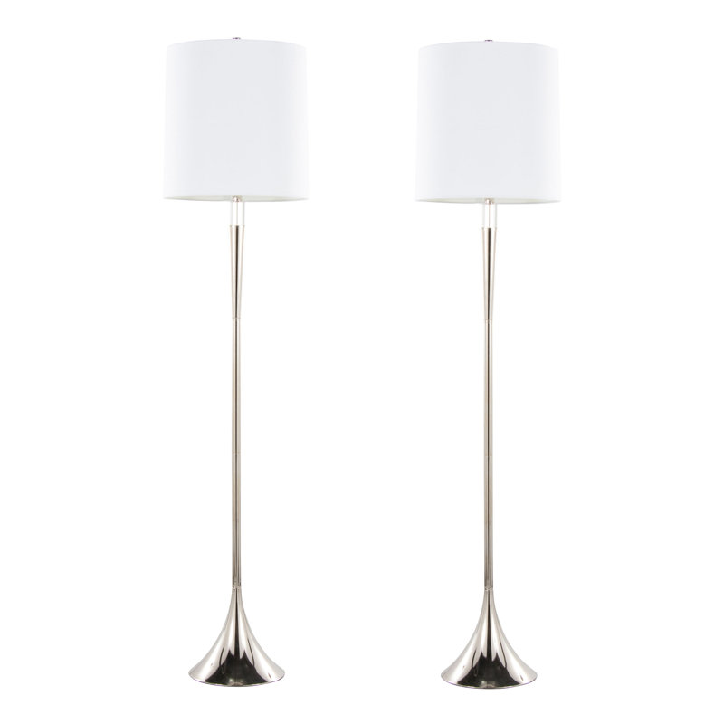 Metal Floor Lamp, Transparent / nickel / blanc