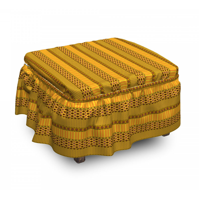 Housse pour en carreaux de repose-pieds folk zigzag