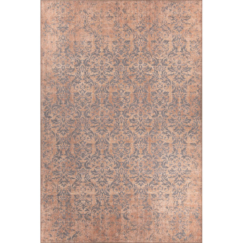 Tapis brun à motif tissé rétro, Rectangle 3 pi 10 po x 5 pi 3 po