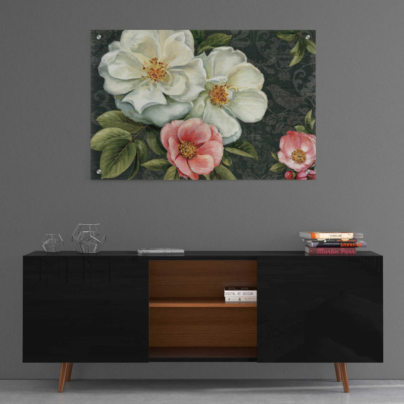 «Floral Damask I» par Lisa Audit, art mural en verre acrylique, H 24 po x l 36 po x P 0,2 po