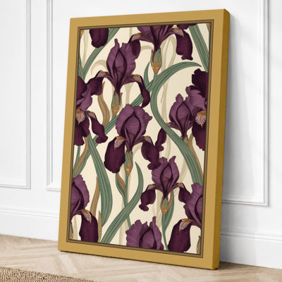 Iris Garden Pattern Botanical - Wrapped Canvas