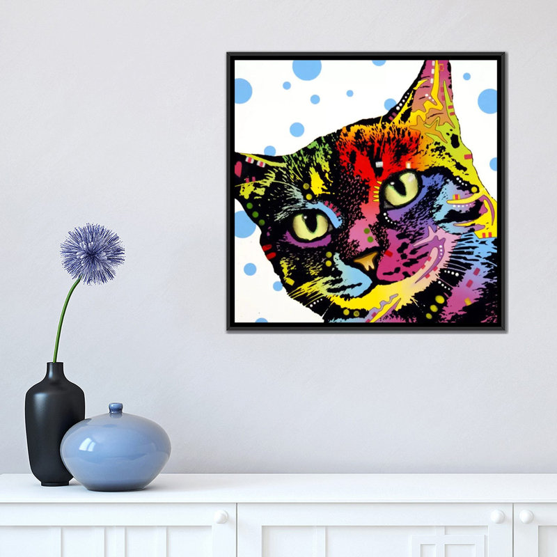 «The Pop Cat» par Dean Russo, impression sur toile tendue, H 18 po x l 18 po x P 1,5 po, Toile avec cadre noir