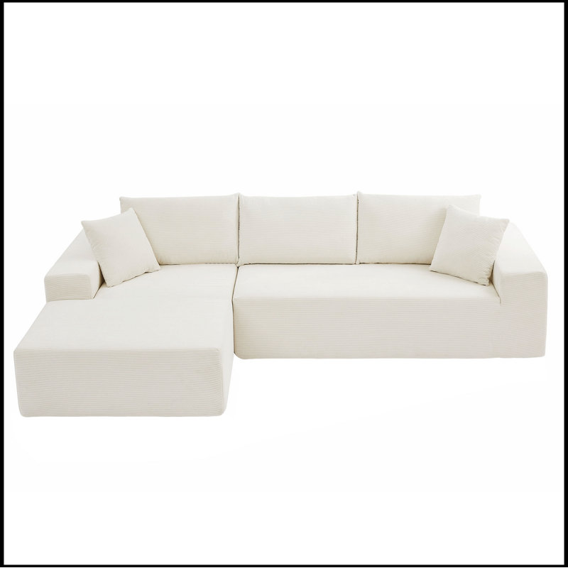 Canapé-lit rembourré de style minimaliste moderne pour salon, chambre à coucher, salon, 2 pièces, Velours côtelé beige