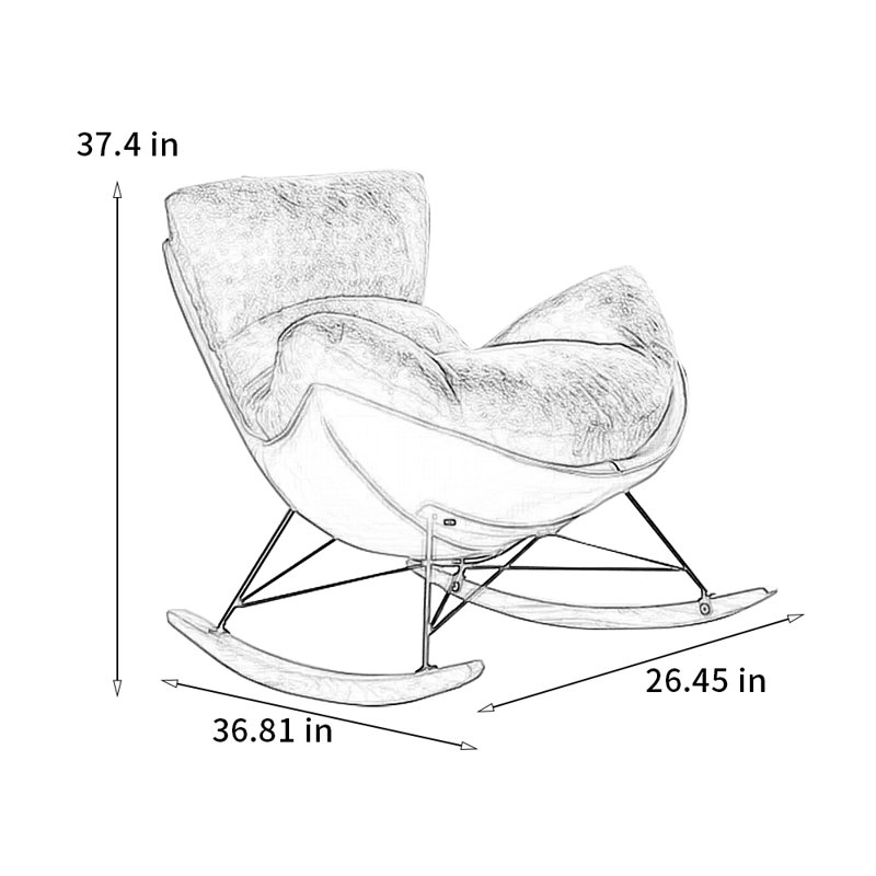 Chaise berçante moelleuse, Rose
