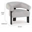 Chaise d'appoint Tisa, polyester gris, cadre en bois noir à 3 pieds avec dossier rond