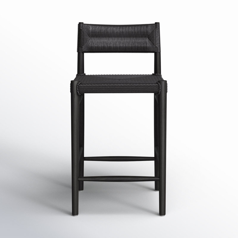 Outdoor Teak Bar Stool, Black, Black, 26"