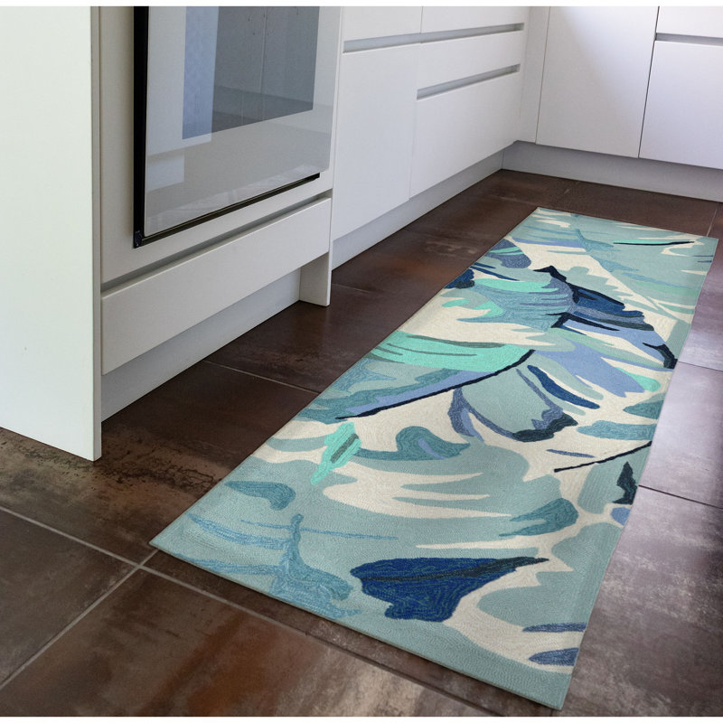 Tapis bleu touffeté à la main Walczak, Tapis de couloir 2 pi x 8 pi