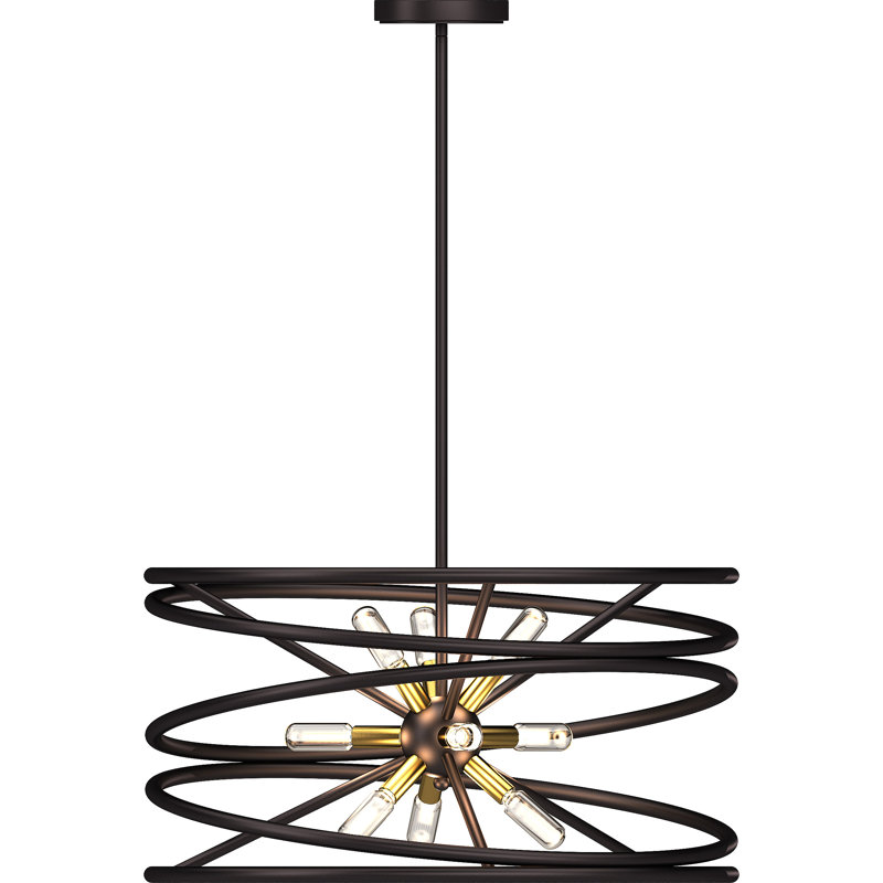 Lustre suspendu 9 lumières en bronze antique