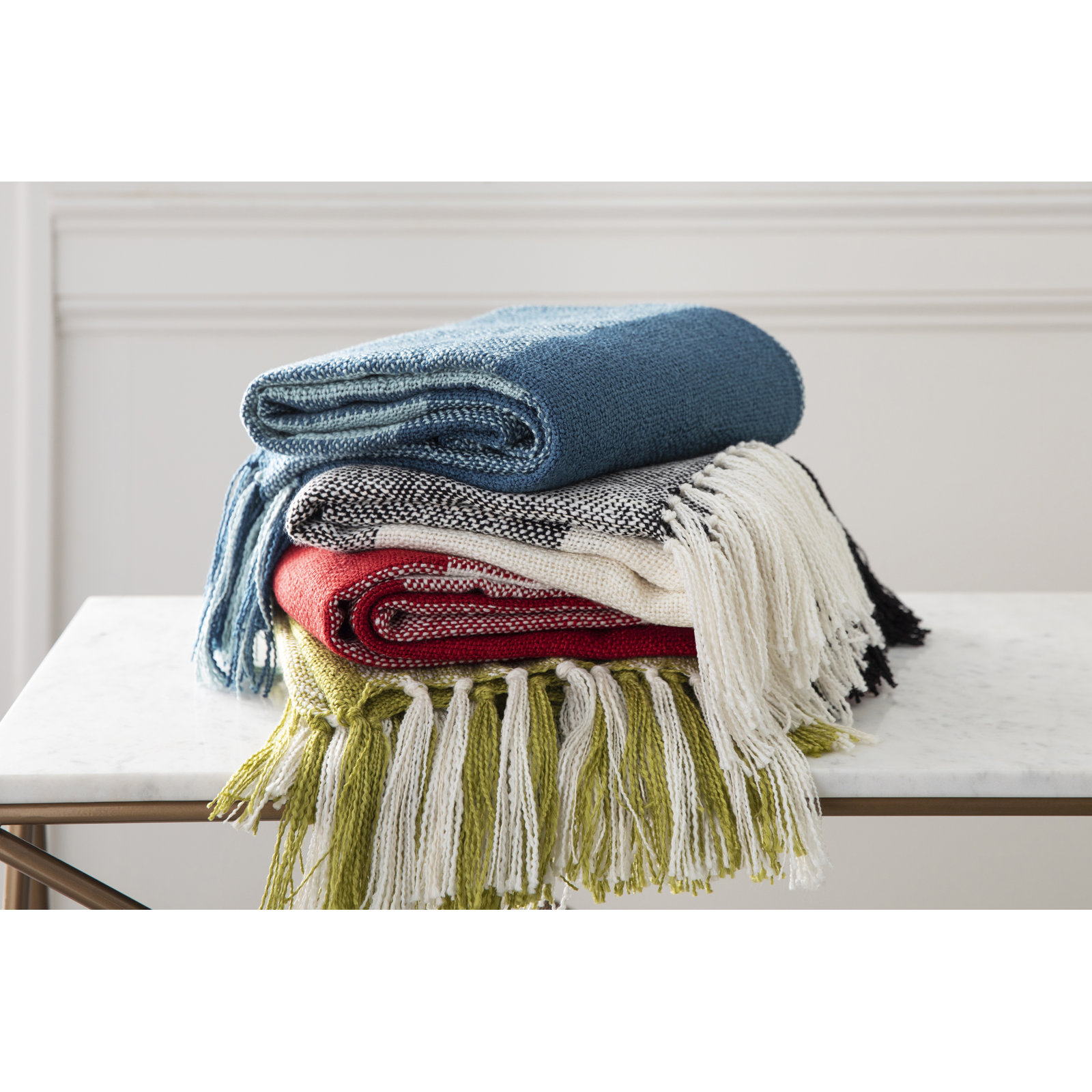 Angeni Throw Blanket, Cream/Black