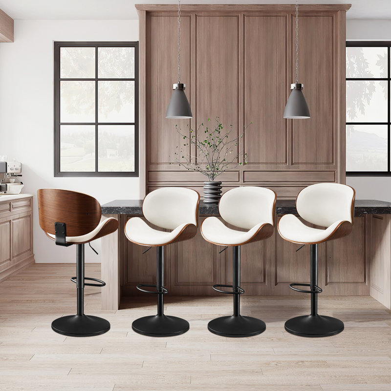Modern Adjustable Swivel Barstools, White