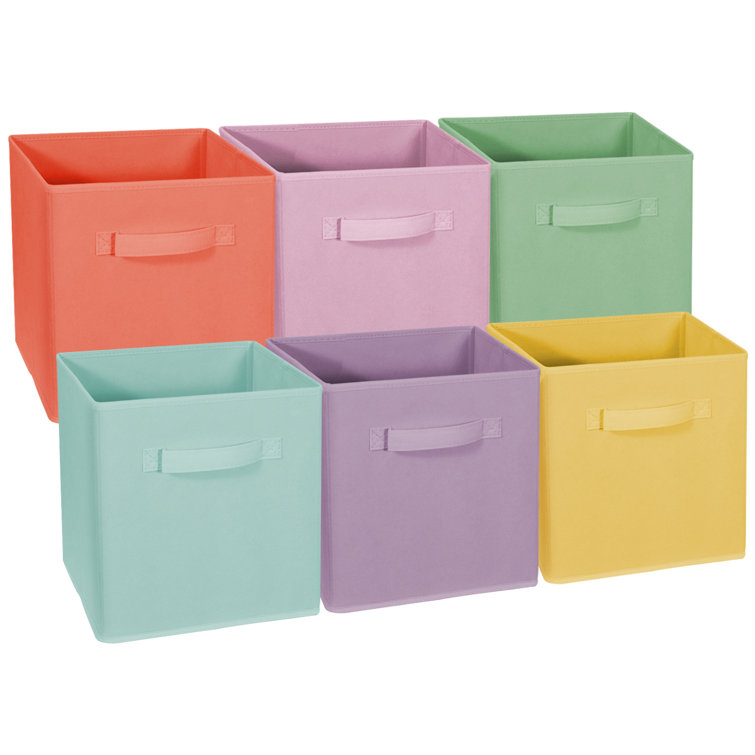 Sorbus foldable and stackable bins for bedroom and more - Pink