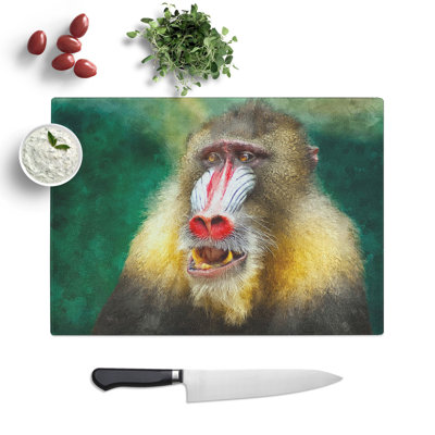 Mandrill Baboon Monkey Painting Chopping Board