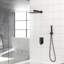 Double pomme de douche noire matte avec pluie et douche à main, tête facile à nettoyer, fixation murale, boyau 59 po-117432615