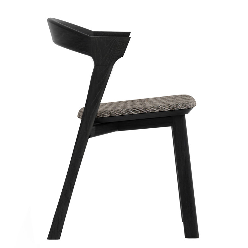 Bok Upholstered Dining Chair, Gray Polyester Blend/Acrylic, Black