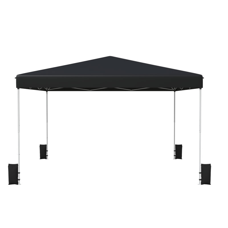 12 ft x 12 ft Pop Up Canopy Tent with Wheeled Bag, Adjustable Height, 4 Sandbags, Easy 1-Person Setup, Portable Gazebo, Black