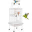 Cage à perroquet 67 po avec support roulant, cage en fer forgé Conure, cage à oiseaux en métal blanc pour petits oiseaux moyens-563567309