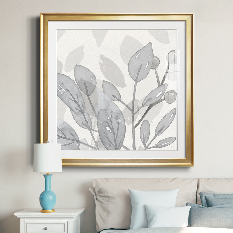" Shadow Leaves I " Painting Print, Gold Framed, 34.5" H x 34.5" W x 1.5" D
