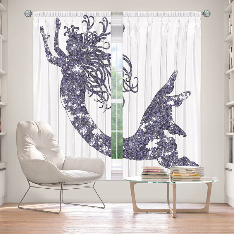 Paire de rideaux obscurcissant en polyester Rossy, L 40 po x L 82 po, Pervenche / blanc