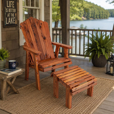 Fauteuil Adirondack en cèdre rouge aromatique de l'Est avec repose-pieds fixe, collection American Furniture Classics