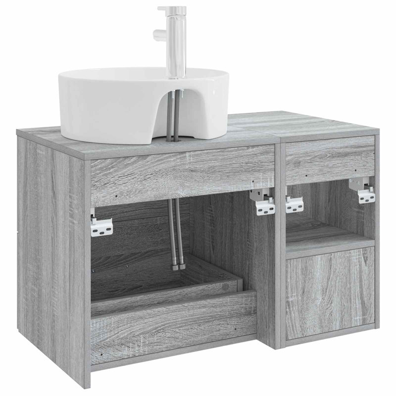 Vanity & Mirror Set, Grey Sonoma
