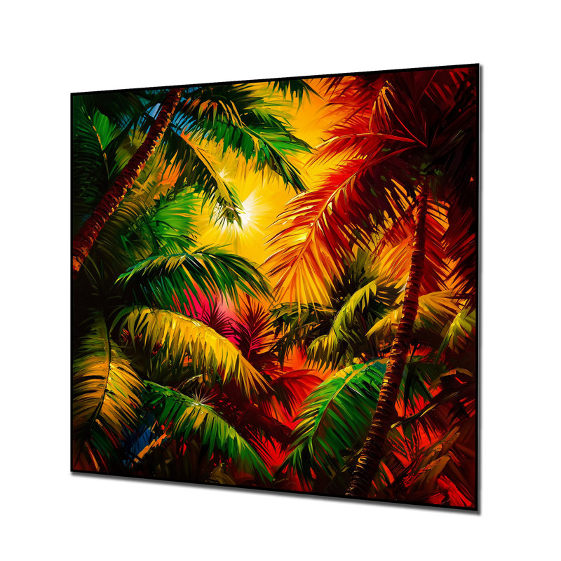 «Tropical Rainforest Palm Trees II», impression d'art mural en métal forêt, H 36 po x l 36 po