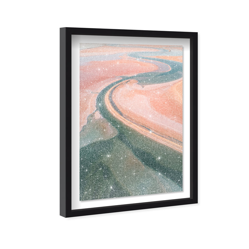 Peach Sand Shadowbox Abstract Print by Oliver Gal, Black Frame, 10 x 15, 37.5"H x 55.5"W, Black Shadowbox