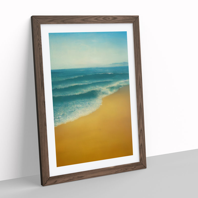 Stunning Beach - Single Picture Frame Painting, 34cm H x 25cm W x 2cm D, Walnut 