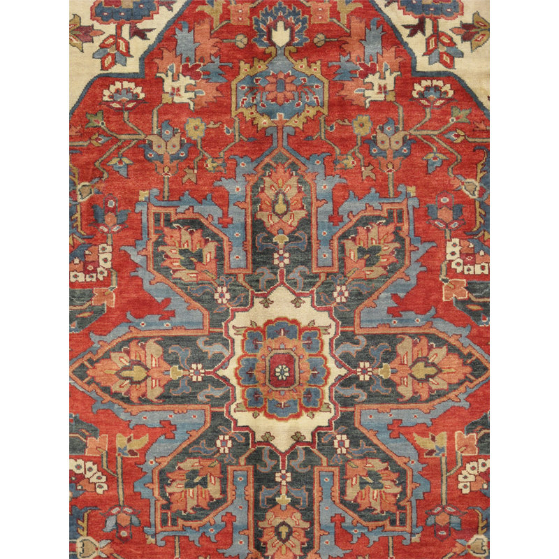 Serapi Hand-Knotted Rust Lamb's Wool Area Rug, Rectangle 9'2" x 11'10"