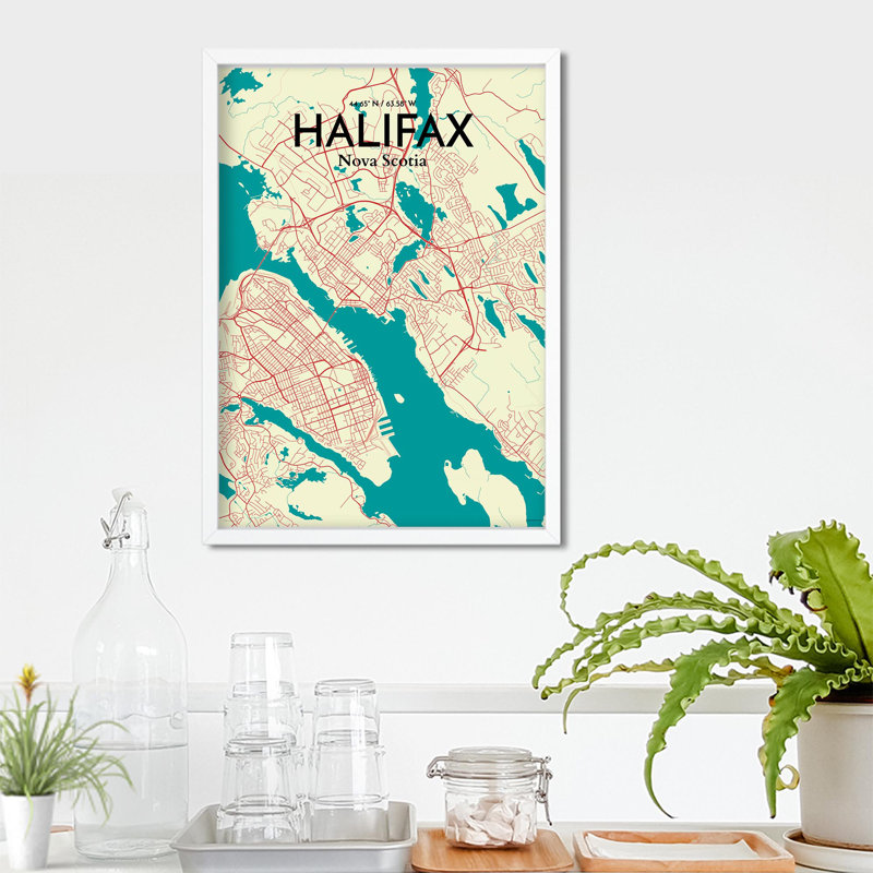 « halifax city map », reproduction d’impression sur affiche en couleur, H 27,6 po x l 19,7 po
