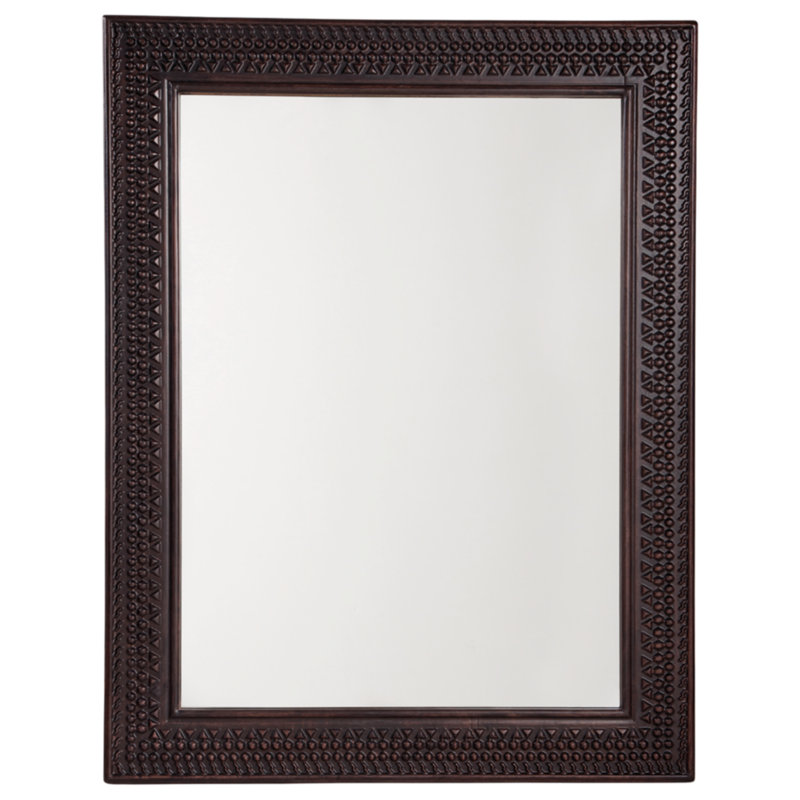 Brown Carved Wood Rectangular Accent Mirror