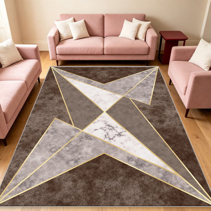 Brown Marble Star carpet-easy to clean, machine-washable, soft and comfortable; suitable for door mats, kitchens, living rooms, bedrooms, corridors, and laundry areas. Easy to clean, durable carpet for home decoration.