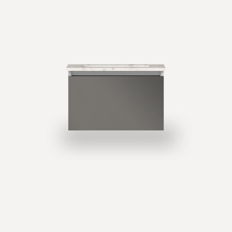 Ensemble de meuble-lavabo simple 25 po Curian, Miroir gris, Silestone Lyra, 25" Width