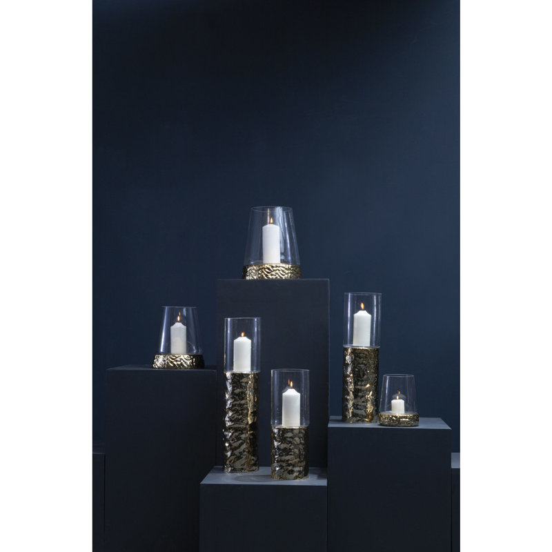 Glass Tabletop Candlestick, 62cm H x 15cm W x 15cm D