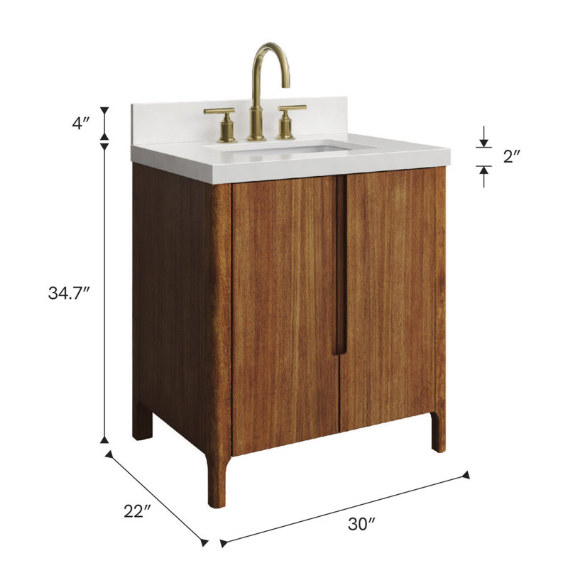 Sequoia 30 In. Single Sink Whitebrook Quartz Countertop Bath Vanity in Mango Wood, Mango Wood