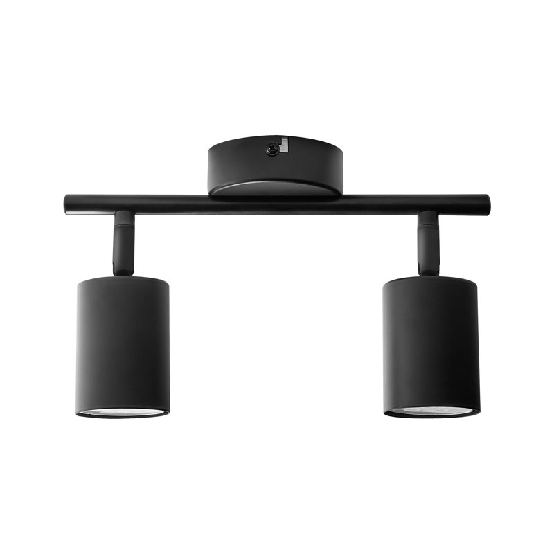 2 Light Spotlight NYANDO Metal Black, 16cm H x 26cm W x 8cm D, Satin Black