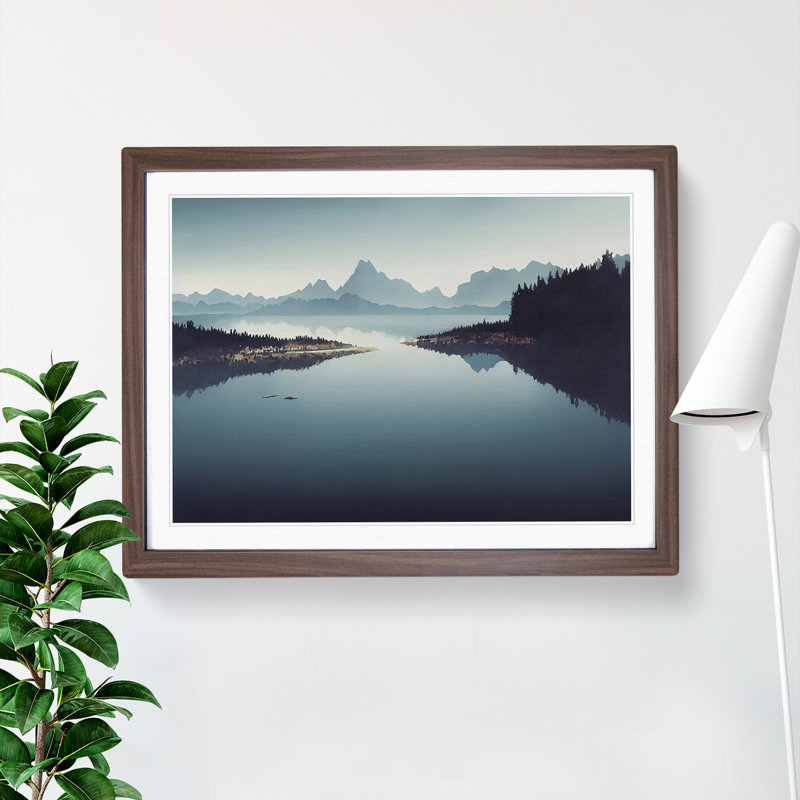 XH1022-9610X View Of Mountain Lake Vol.3 - Single Picture Frame Print, 34cm H x 46cm W x 2cm D, Brown