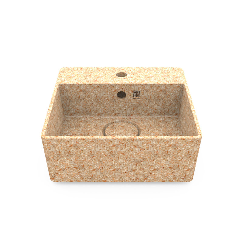Woodio Cube40 15.75'' Wood Square Bathroom Sink with Overflow, Natural