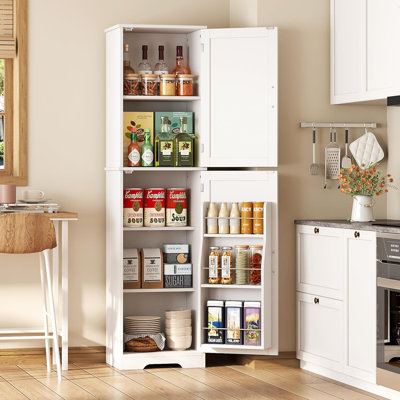 Ailleen 63.78'' Kitchen Pantry ,Narrow Tall Cabinet with 6 Storage Shelves and 3 Door Shelves
