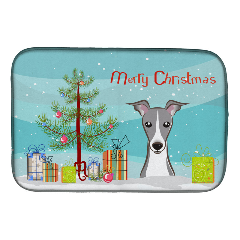 Tapis de séchage lévrier et sapin de noël italien